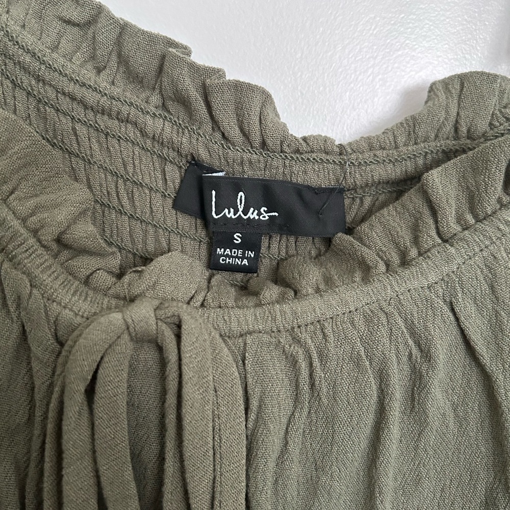 Lulu’s Sincerely Yours Olive Green Ruffled Midi Dress - Picture 4 of 6